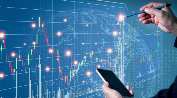 a chart showing a man writing trading