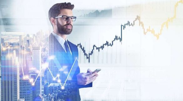 image showing a man with trading background