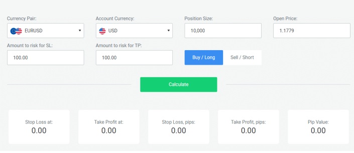 image shows stop loss and take profit calculator