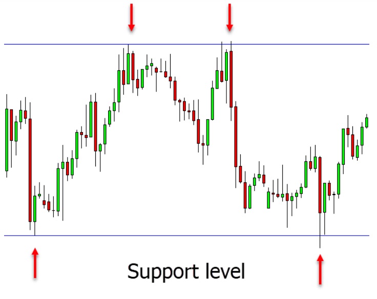 a chart shows fear and greed can be seen when the price falls back to a support level